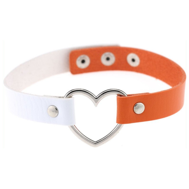 Generique Ras de cou Heart Duo Blanc-Orange